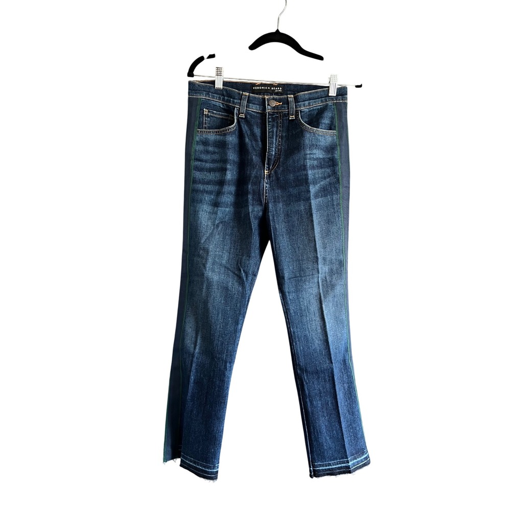 Veronica Beard Jeans Carly Flare Kick‎ Crop Blue Medium Vintage Wash Size 28